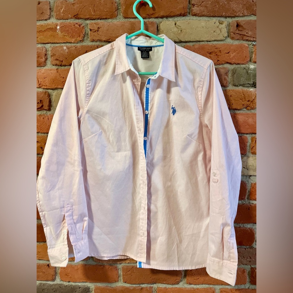 U.S. Polo Assn. Light Pink Button-Up Shirt. Size L